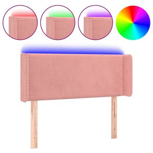 vidaXL gultas galvgalis ar LED, 103x16x78/88 cm, rozā samts