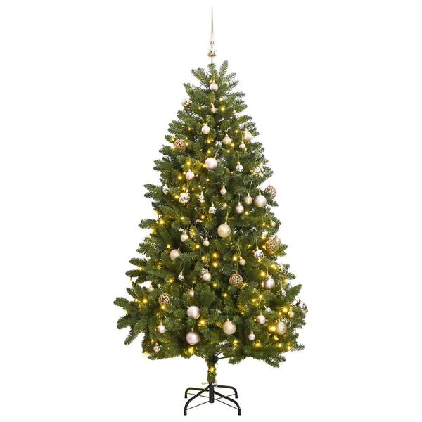 vidaXL mākslīgā Ziemassvētku egle, bumbiņu komplekts, 300 cm, 300 LED
