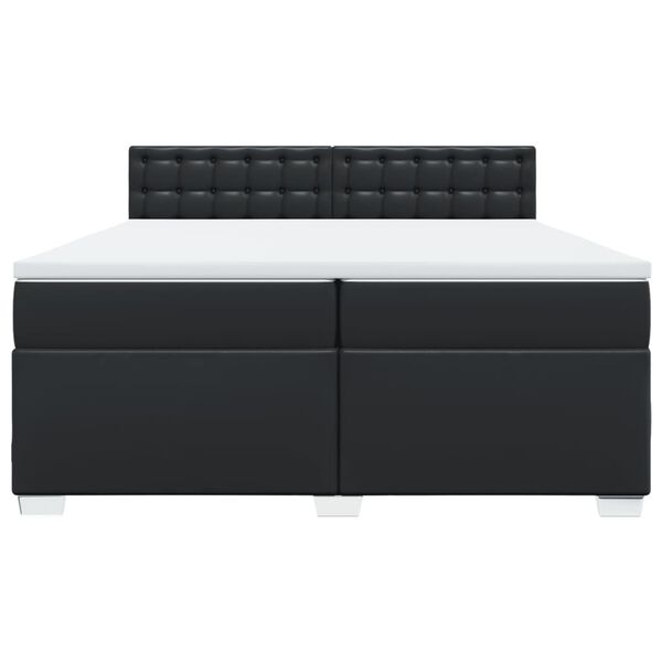 vidaXL atsperu gulta ar matraci, melna, 200x200 cm, mākslīgā āda