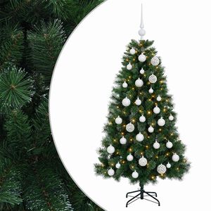 vidaXL Mākslīgā Ziemassvētku egle ar bumbiņām 120 cm 150 LED