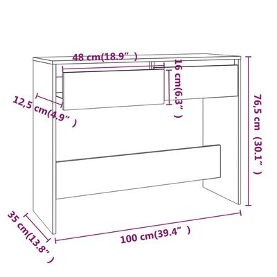 vidaXL konsoles galdiņš, pelēcīga ozola, 100x35x76,5 cm, skaidu plātne