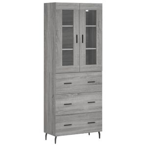 vidaXL augstais skapis, pelēks, 69,5x34x180 cm, inženierijas koks