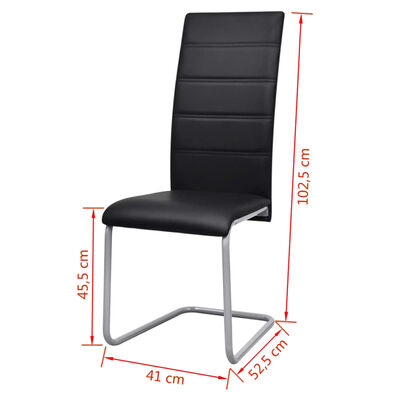 vidaXL konsoles virtuves krēsli, 6 gab., melna mākslīgā āda