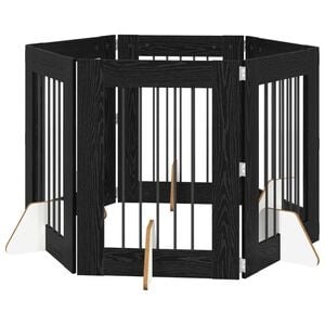 vidaXL Suņu vārti ar statīviem 6 pcs Melns ozols 60 x 80 cm