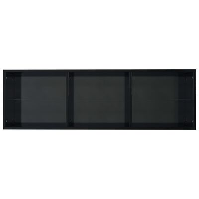 vidaXL grāmatu plaukts, 36x30x114 cm, spīdīgi melns, skaidu plāksne