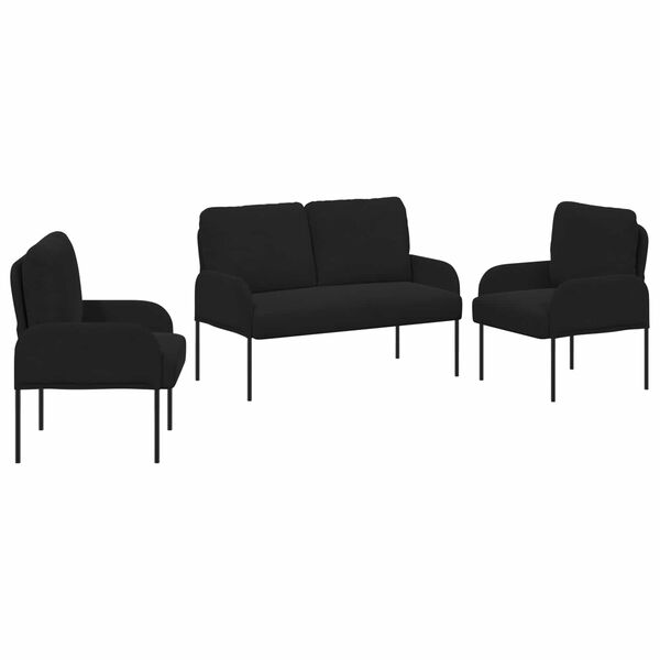 vidaXL Dīvāna komplekti 3 pcs Melna 115 x 56 x 80 cm Saplāksnis
