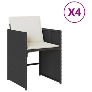 vidaXL dārza krēsli, 4 gab., ar matračiem, PE rotangpalma, melni