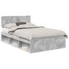 vidaXL Gultas rāmis Betona pelēks 135 x 190 cm Ciets priedes koks