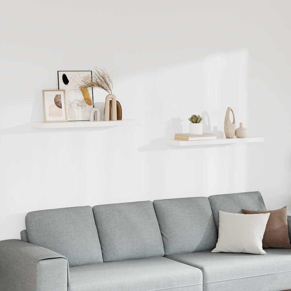 vidaXL sienas plaukti, 2 gab., balti, 90x23,5x3,8 cm, MDF