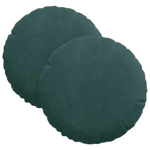 vidaXL Sēdvietas spilventiņi 2 gab. Samts Tum&scaron;i zaļ&scaron; &Oslash;30 x 13 cm