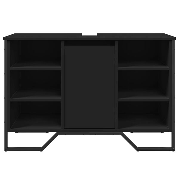 vidaXL izlietnes skapītis, melns, 91x35x60 cm, inženierijas koks