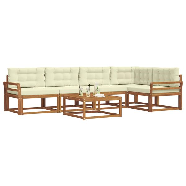 vidaXL Āra dīvānu komplekts ar spilvenu 6 pcs Dabisks un krējuma