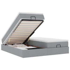 vidaXL Osmaņu gultas rāmis ar matračiem gai&scaron;i pelēks 200x200cm audums