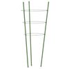 vidaXL dārza augu mietiņi ar 3 gredzeniem, 5 gb., zaļi, 45 cm, tērauds