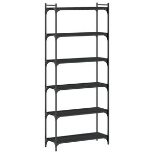 vidaXL grāmatu plaukts, 6 līmeņi, melns, 80x30x188 cm, koks