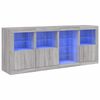 vidaXL kumode ar LED lampiņām, pelēka ozolkoka krāsa, 164x37x67 cm