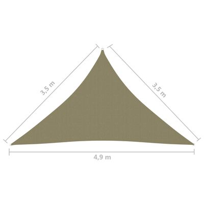 vidaXL saulessargs, trijstūra, 3,5x3,5x4,9 m, bēšs oksforda audums