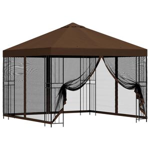 vidaXL Dārza paviljons ar sānu sienām 3 x 3 m Brūna