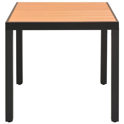 vidaXL dārza galds, brūns, 80x80x74 cm, alumīnijs un WPC
