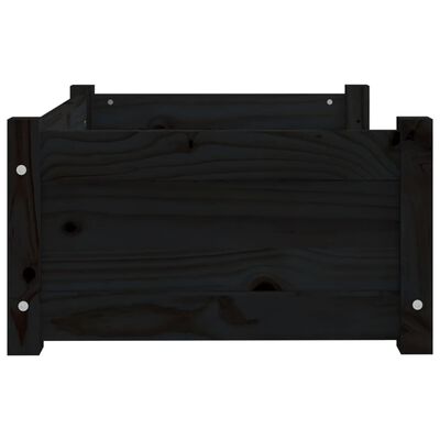 vidaXL suņu gulta, melna, 65,5x50,5x28 cm, priedes masīvkoks