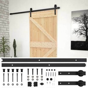 vidaXL Slīdo&scaron;ās durvis 90 x 210 cm Priedes masīvkoks Dabiska un melna