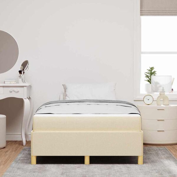 vidaXL Kastītes atsperu gulta Balts un krēmkrāsas 120 x 190 cm