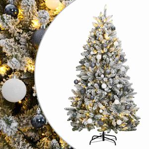 vidaXL mākslīgā Ziemassvētku egle, bumbiņu komplekts, 180 cm, 300 LED
