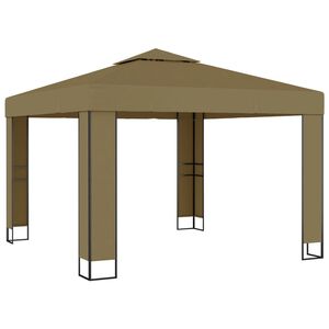 vidaXL dārza nojume ar dubulto jumtu, 3x3x2,7 m, pelēkbrūna, 180 g/m&sup2;