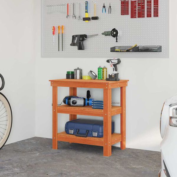 vidaXL Darbagalds Vaks brūns 78,5 x 50 x 80 cm Ciets priedes koks