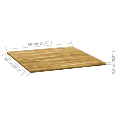 vidaXL galda virsma, 80x80 cm, 23 mm, kvadrāta forma, ozola masīvkoks