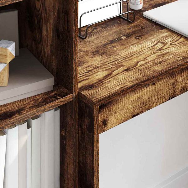 vidaXL Galds ar atvilktni 2 pcs Dūmaka ozols