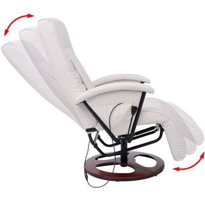 vidaXL šiatsu masāžas krēsls, balta mākslīgā āda