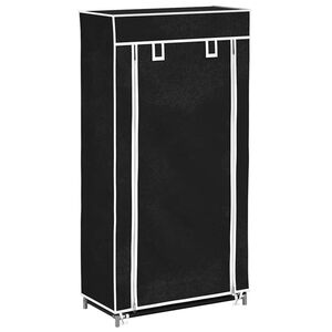 Auduma Apavu Skapis ar Aizdari 58 x 28 x 106 cm Melns