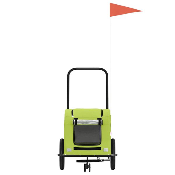 vidaXL mājdzīvnieku velo piekabe, zaļa, Oksfordas audums, dzelzs