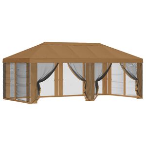 vidaXL Paviljona pārsegs ar sānu sienām 6 x 3 m Bē&scaron;a Poliesters 190