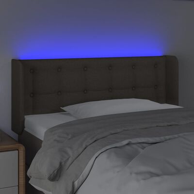 vidaXL gultas galvgalis ar LED, 103x16x78/88 cm, pelēkbrūns audums