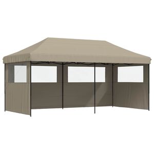 vidaXL Balles telts 292 x 580 x 315 cm Pelēkbrūna Oksforda audums