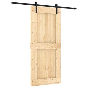 vidaXL Slīdo&scaron;ās durvis 90 x 210 cm Cieta priedes koks (neapstrādāts)