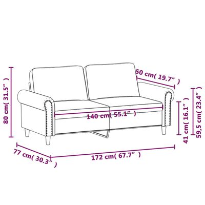 vidaXL divvietīgs dīvāns, melns, 140 cm, mākslīgā āda