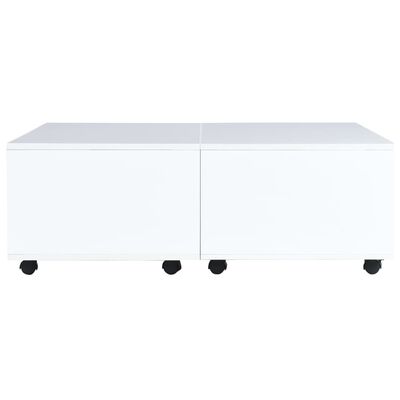 vidaXL kafijas galdiņš, 100x100x35 cm, spīdīgi balts