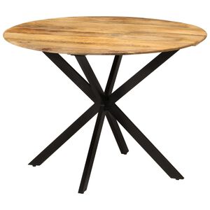 vidaXL virtuves galds, &Oslash;110x78 cm, mango masīvkoks un tērauds