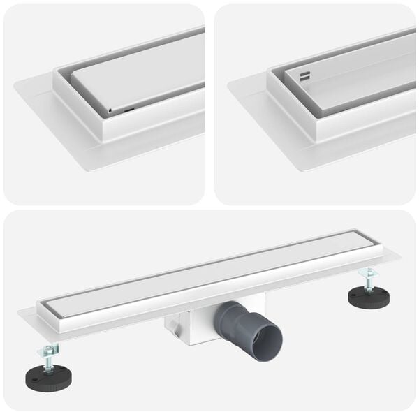 vidaXL Dušas notekvads ar stikla vāku Sudraba 60 cm