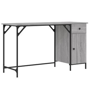vidaXL datorgalds, pelēka koka krāsa, 131x48x75 cm, inženierijas koks