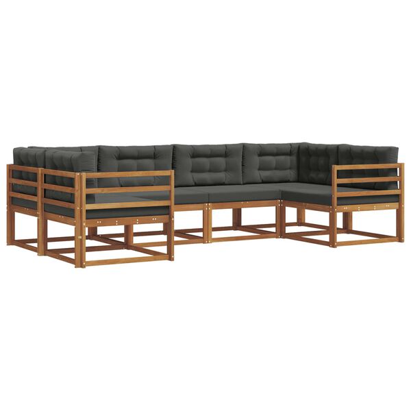 vidaXL Āra dīvānu komplekts ar spilvenu 6 pcs Dabisks un antracīts