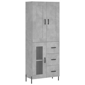 vidaXL augstais skapis, pelēks, 69,5x34x180 cm, inženierijas koks