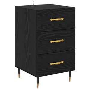 vidaXL Nakts skapītis Melns ozolkoks 40 x 40 x 66 cm Inženierijas koks