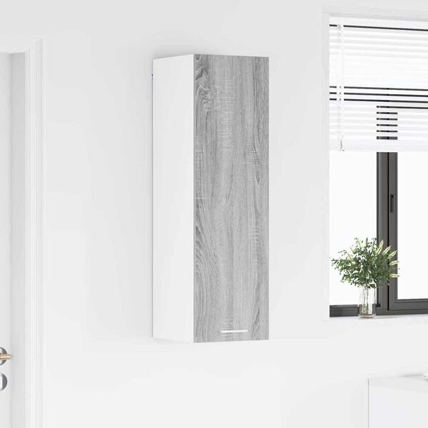 vidaXL Piekarams skapītis ar durvīm Pelēks Sonoma 30 x 31 x 100 cm