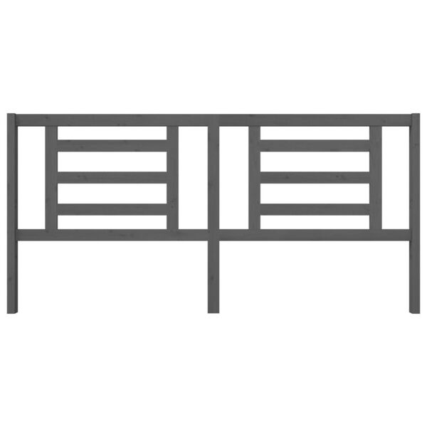 vidaXL gultas galvgalis, pelēks, 206x4x100 cm, priedes masīvkoks