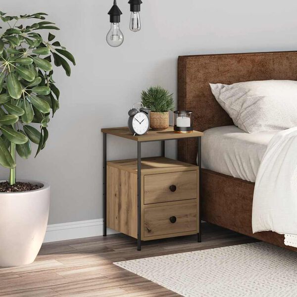 vidaXL naktsskapītis, koka krāsa, 34x35,5x50 cm, inženierijas koks