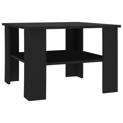 vidaXL kafijas galdiņš, 60x60x42 cm, melns, skaidu plāksne